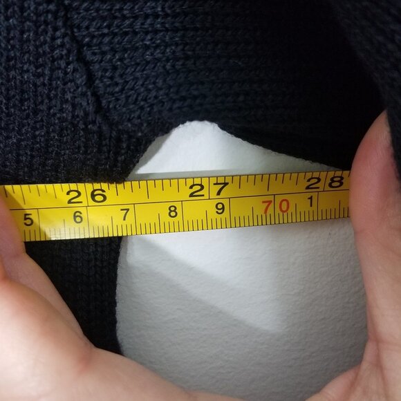 Cobmex Vintage Dark Blue Black Knitted Long Sleeve V-Neck Overside Sweater XL - Picture 7 of 7